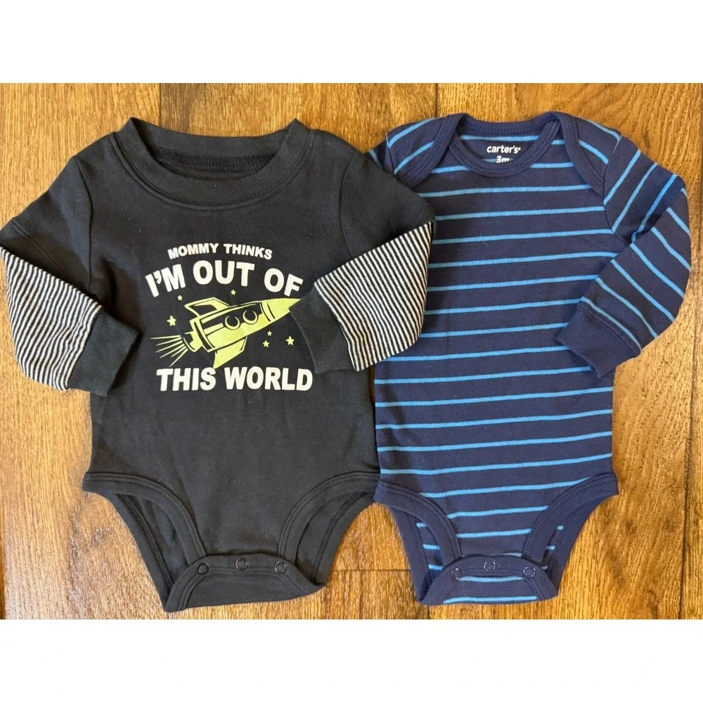 Baby Boy 3 Months Outfits Pants Long Sleeved Bodysuits‎ Shirts Lot Rocket Mommy